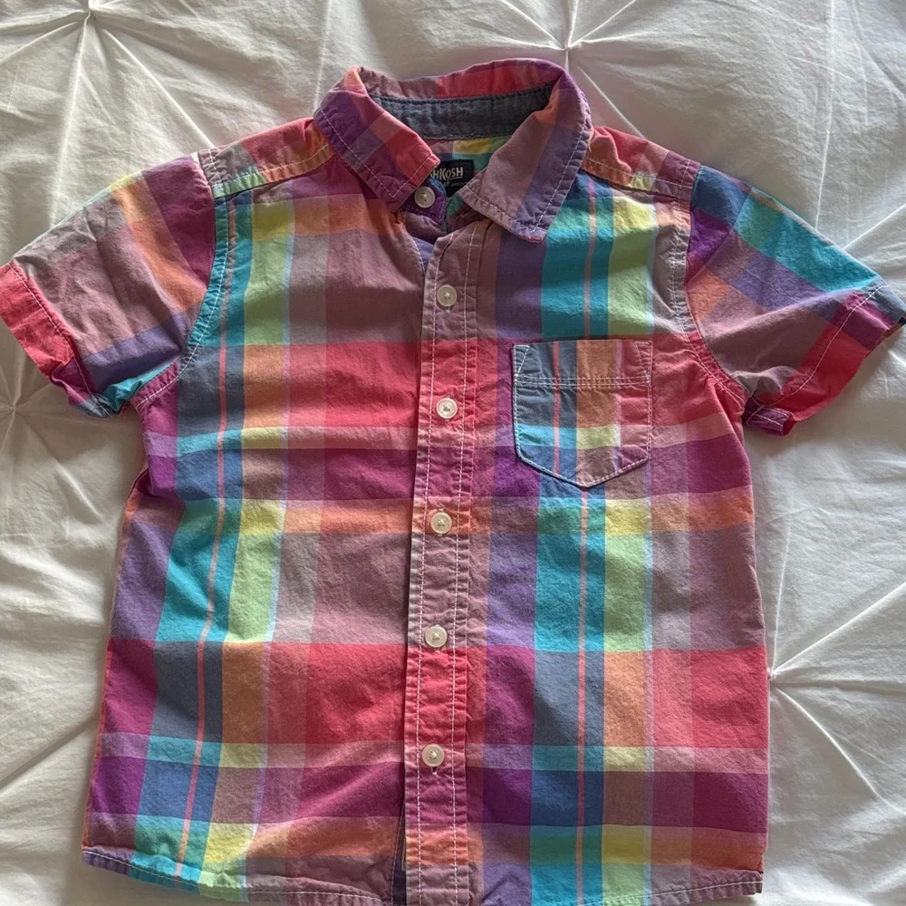 OshKosh B'gosh Colorful Plaid Button-Down Shirt - Picture 1 of 5